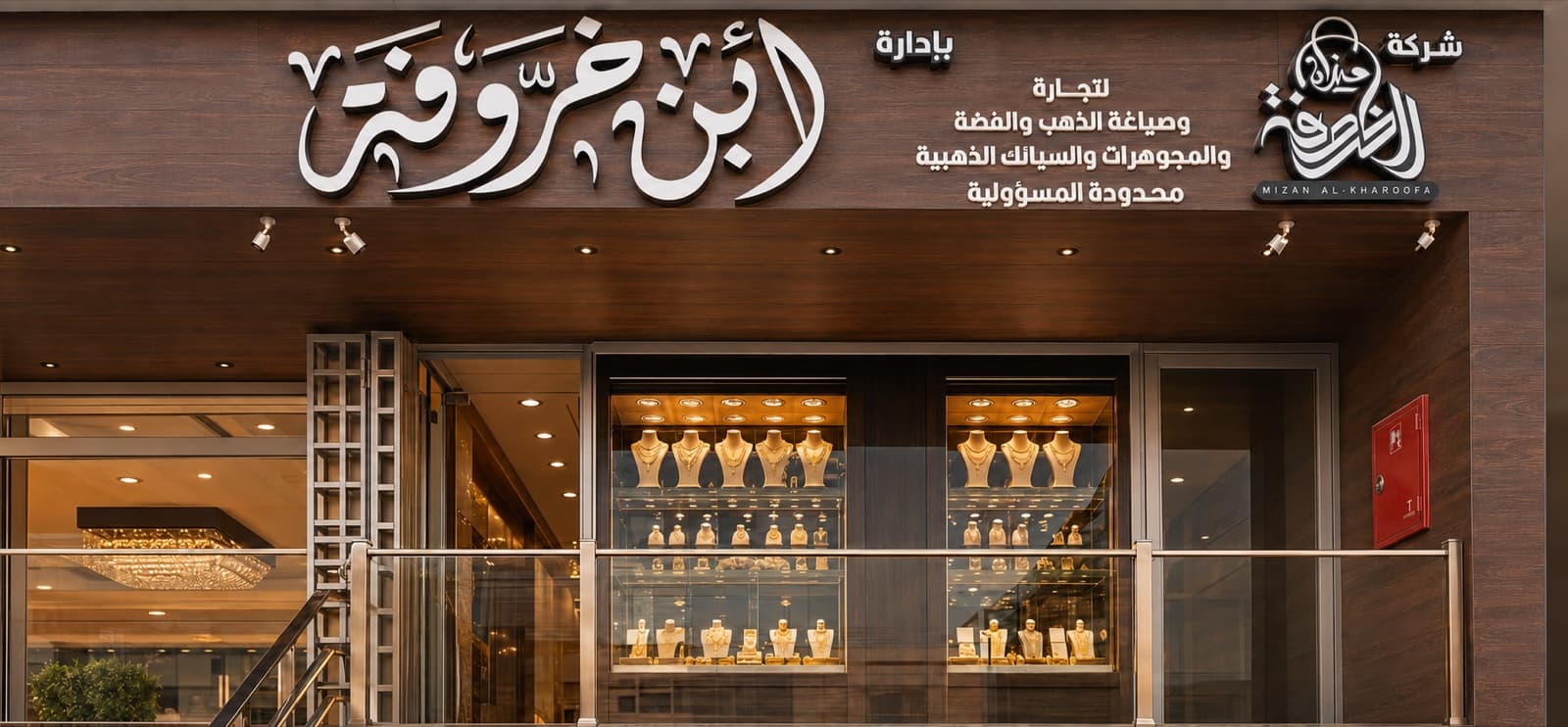 واجهة محل مجوهرات ابن خروفة /شركة ميزان الخروفة